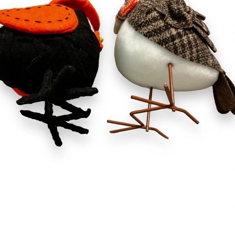 TWO Birds Target 2016 Rare Witch + Hobby Lobby Fall Bird Plaid Cap Bow Tie Decor